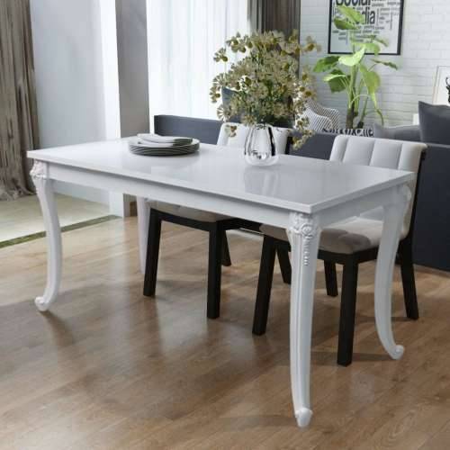 Blagovaonski stol visokog sjaja bijeli 116 x 66 x 76 cm