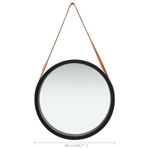 Zidno ogledalo s trakom 50 cm crno - Crna Ø 50 cm 1 Cijena