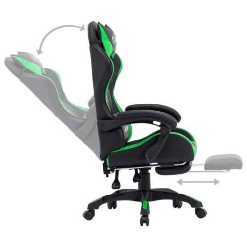Igraća stolica od umjetne kože s osloncem za noge zeleno-crna Cijena