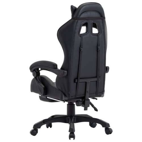 Igraća stolica od umjetne kože s osloncem za noge sivo-crna Cijena