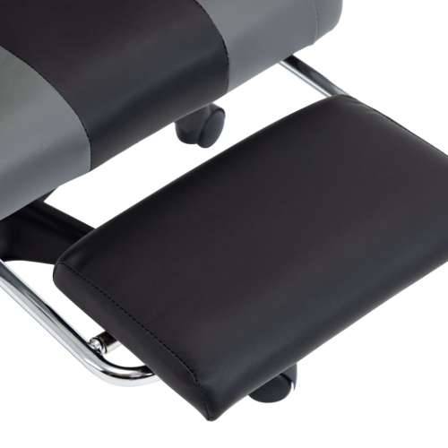 Igraća stolica od umjetne kože s osloncem za noge sivo-crna Cijena