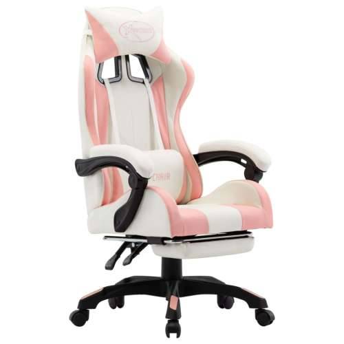 Igraća stolica od umjetne kože s osloncem za noge rozo-bijela Cijena