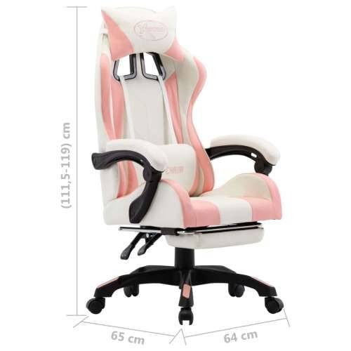 Igraća stolica od umjetne kože s osloncem za noge rozo-bijela Cijena