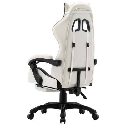 Igraća stolica od umjetne kože s osloncem za noge crno-bijela Cijena