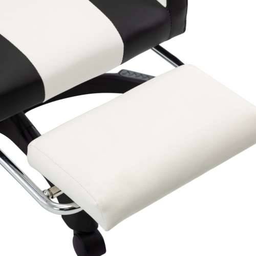 Igraća stolica od umjetne kože s osloncem za noge crno-bijela Cijena