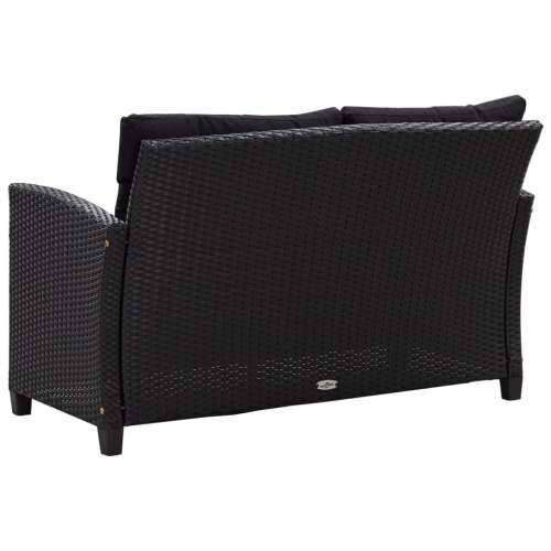 Vrtni dvosjed s jastucima crni 124 cm od poliratana - Crna 1 Cijena