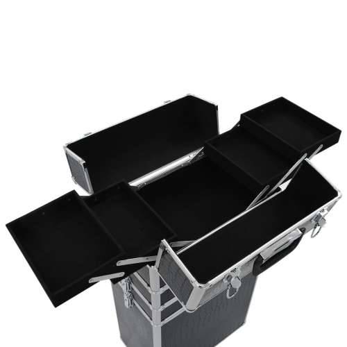 Kolica za šminku aluminijska crna s krokodilskim uzorkom - crni krokodilski uzorak 1 Cijena