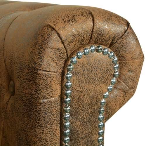 Dvosjed Chesterfield od umjetne kože smeđi  - Smeđa Dvosjedi Cijena
