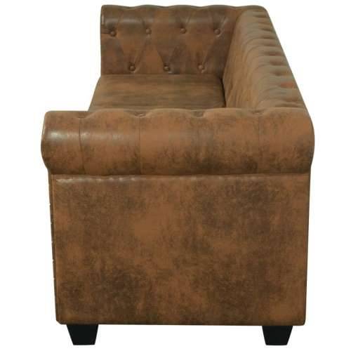 Trosjed Chesterfield od umjetne kože smeđi  - Smeđa Trosjedi Cijena