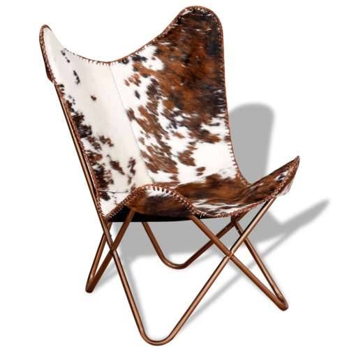 Leptir-stolica smeđe-bijela od prave kravlje kože
