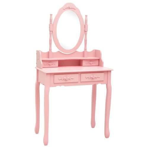 Toaletni stolić sa stolcem rozi 75x69x140 cm od drva paulovnije Cijena