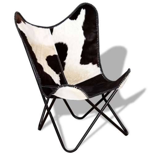 Leptir-stolica crno-bijela od prave kravlje kože Cijena