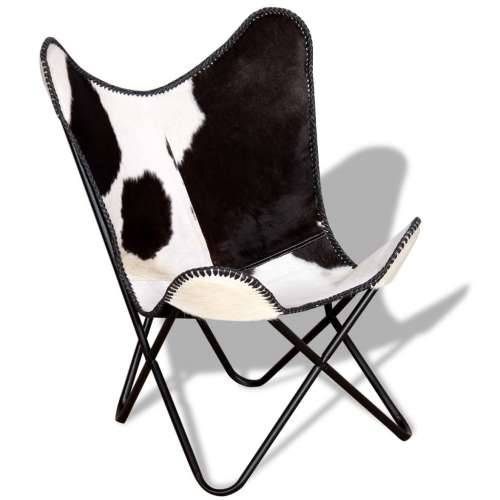 Leptir-stolica crno-bijela od prave kravlje kože Cijena