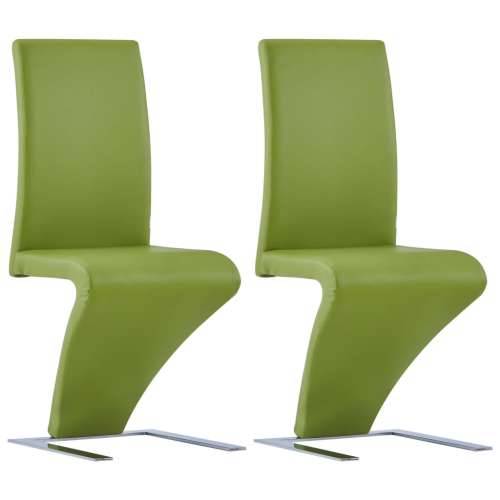Blagovaonske stolice cik-cak oblika od umjetne kože 2 kom zelene Cijena