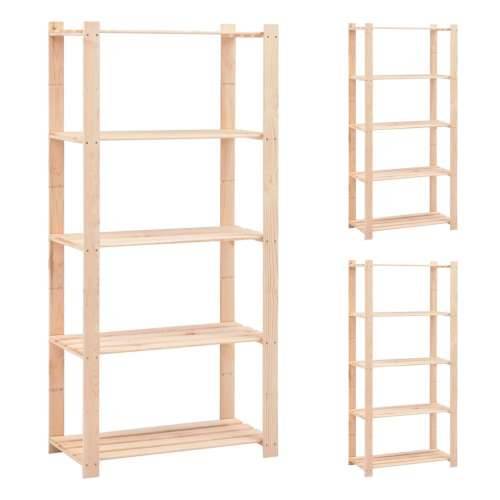 Stalci za pohranu s 5 razina 3 kom 80x38x170 cm borovina 250 kg - 1 3 Cijena