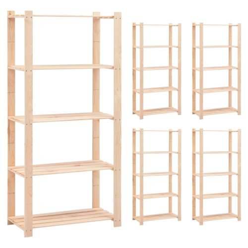Stalci za pohranu s 5 razina 5 kom 80x38x170 cm borovina 250 kg - 1 5 Cijena