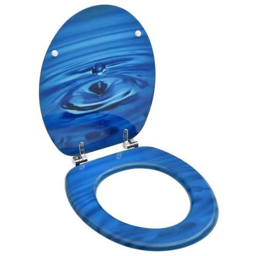 Toaletna daska s poklopcem MDF plava s uzorkom kapi vode