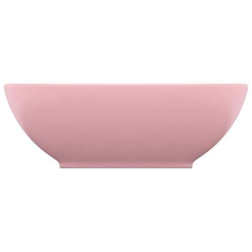 Luksuzni ovalni umivaonik mat ružičasti 40 x 33 cm keramički Cijena