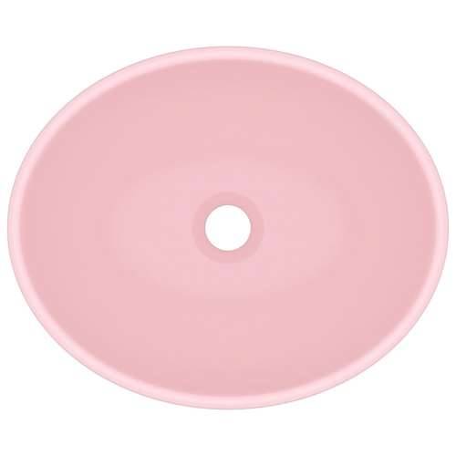 Luksuzni ovalni umivaonik mat ružičasti 40 x 33 cm keramički Cijena