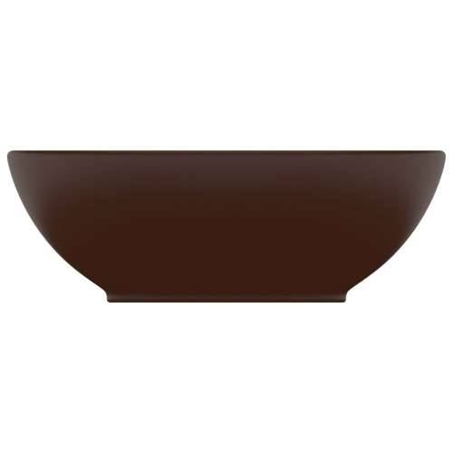 Luksuzni ovalni umivaonik mat tamnosmeđi 40 x 33 cm keramički Cijena