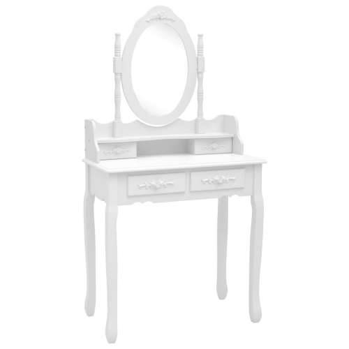 Toaletni stolić sa stolcem bijeli 75x69x140 cm drvo paulovnije Cijena