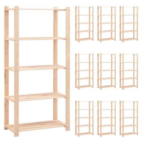Stalci za pohranu 5 razina 10 kom 80x38x170 cm borovina 250 kg - 1 10 Cijena