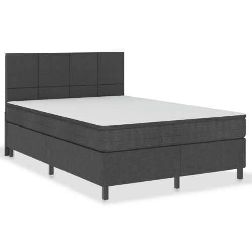 Krevet od tkanine s oprugama tamnosivi 140 x 200 cm - 140 x 200 cm Uzglavlje s kvadratima + baza za krevet 35,5 cm Cijena