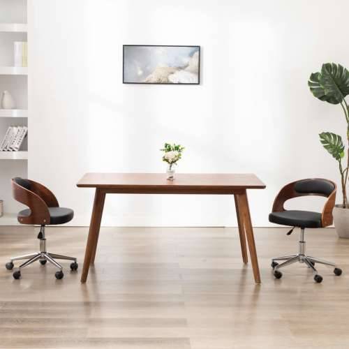 Okretna uredska stolica od savijenog drva i umjetne kože crna Cijena