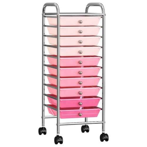 Pokretna kolica za pohranu s 10 ladica ombre roza plastična Cijena