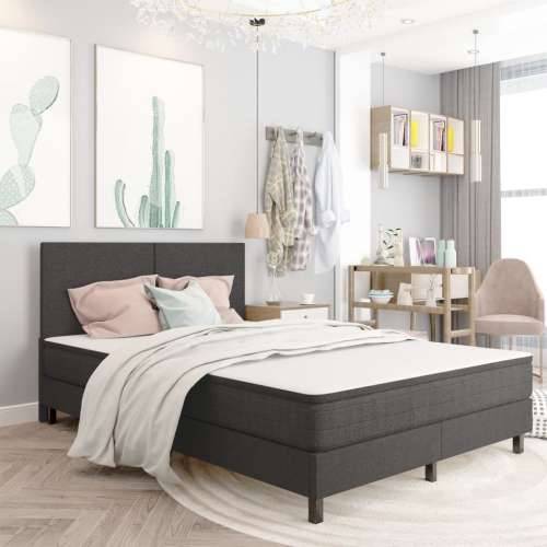 Krevet od tkanine s oprugama tamnosivi 140 x 200 cm - 140 x 200 cm Obično uzglavlje + baza za krevet 24,5 cm Cijena