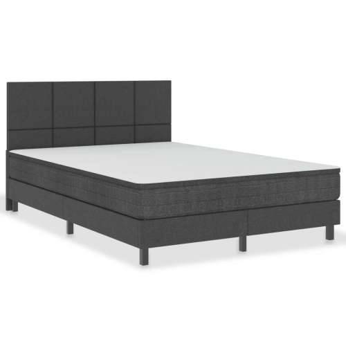 Krevet od tkanine s oprugama tamnosivi 140 x 200 cm - 140 x 200 cm Uzglavlje s kvadratima + baza za krevet 24,5 cm Cijena
