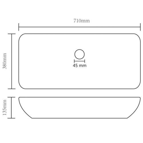 Luksuzni pravokutni umivaonik mat tamnosivi 71x38 cm keramički Cijena