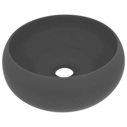 Luksuzni okrugli umivaonik mat tamnosivi 40 x 15 cm keramički Cijena