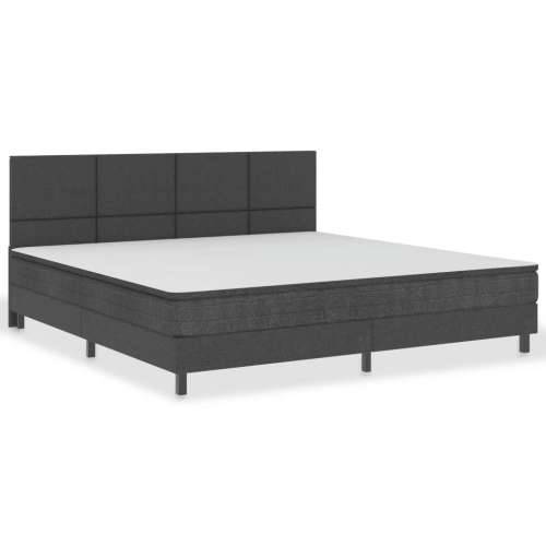 Krevet od tkanine s oprugama tamnosivi 200 x 200 cm - 200 x 200 cm Uzglavlje s kvadratima + baza za krevet 24,5 cm Cijena