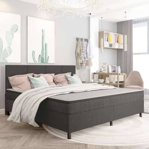 Krevet od tkanine s oprugama tamnosivi 200 x 200 cm - 200 x 200 cm Uzglavlje s kvadratima + baza za krevet 35,5 cm Cijena