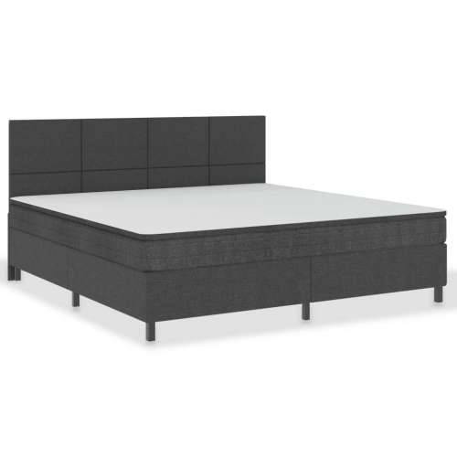 Krevet od tkanine s oprugama tamnosivi 200 x 200 cm - 200 x 200 cm Uzglavlje s kvadratima + baza za krevet 35,5 cm Cijena