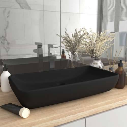 Luksuzni pravokutni umivaonik mat crni 71 x 38 cm keramički Cijena