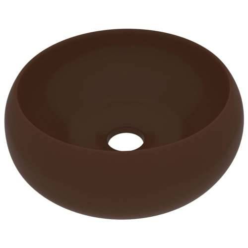 Luksuzni okrugli umivaonik mat tamnosmeđi 40 x 15 cm keramički Cijena