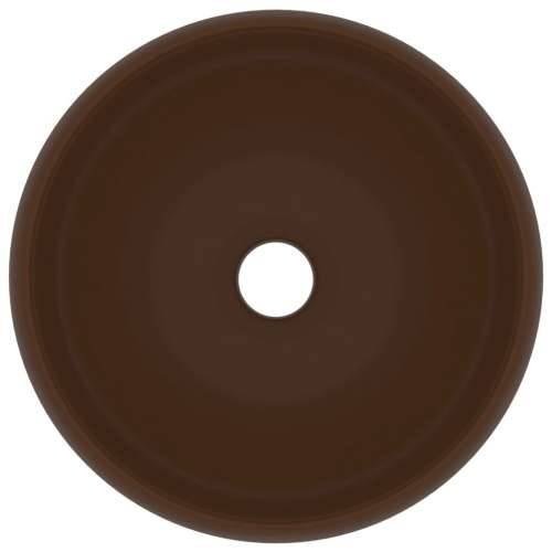 Luksuzni okrugli umivaonik mat tamnosmeđi 40 x 15 cm keramički Cijena