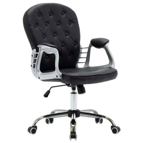 Okretna uredska stolica od umjetne kože crna  Cijena