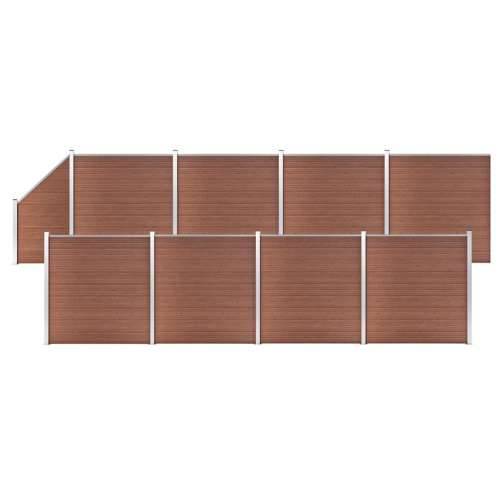 Set WPC ograda 8 kvadratnih + 1 kosa 1484 x 186 cm smeđi - Smeđa 1 8 sekcija + 1 zaklonjena sekcija Cijena