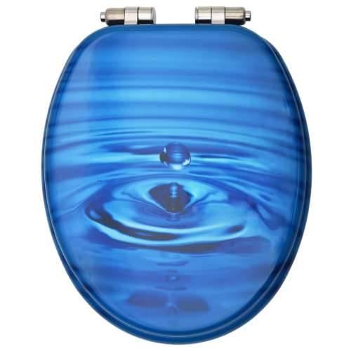 Toaletne daske s poklopcem 2 kom MDF plave s uzorkom kapi vode Cijena