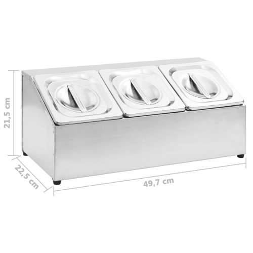 Držač Gastronorm za 3 posude GN 1/6 od nehrđajućeg čelika - 22.5 x 49.7 x 21.5 cm Cijena
