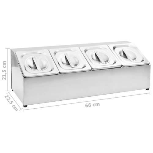 Držač Gastronorm za 4 posude GN 1/6 od nehrđajućeg čelika  - 22.5 x 66 x 21.5 cm Cijena