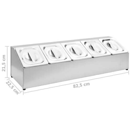 Držač Gastronorm za 5 posuda GN 1/6 od nehrđajućeg čelika  - 22.5 x 82.5 x 21.5 cm Cijena