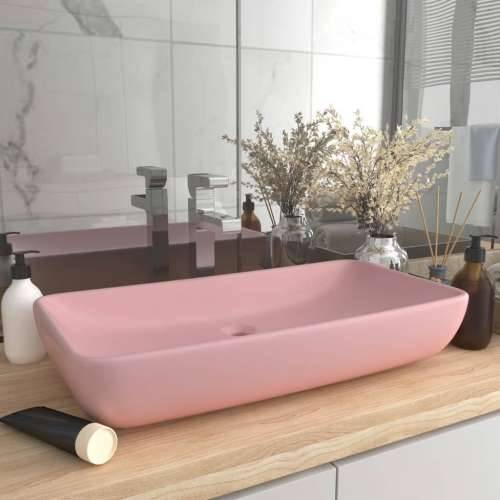 Luksuzni pravokutni umivaonik mat ružičasti 71x38 cm keramički