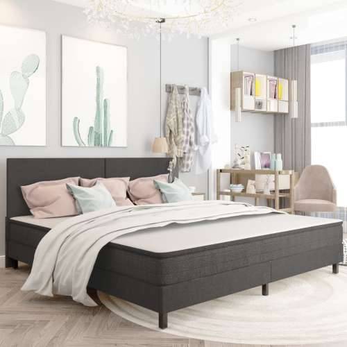 Krevet od tkanine s oprugama tamnosivi 200 x 200 cm - 200 x 200 cm Obično uzglavlje + baza za krevet 24,5 cm Cijena