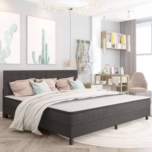 Krevet od tkanine s oprugama tamnosivi 200 x 200 cm - 200 x 200 cm Taftano uzglavlje + baza za krevet 24,5 cm Cijena