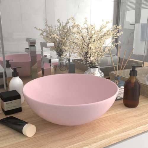 Kupaonski umivaonik od keramike mat ružičasti okrugli Cijena