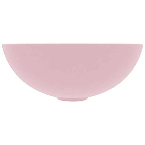 Kupaonski umivaonik od keramike mat ružičasti okrugli Cijena
